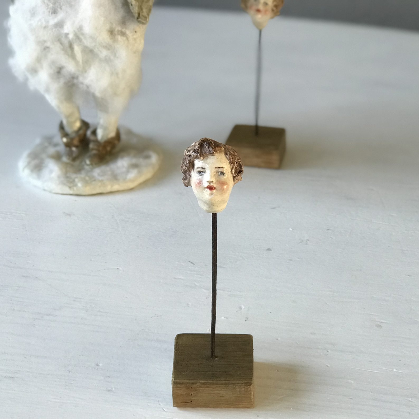 vintage handmade doll face